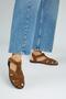 Lolie Women's Genuine Leather Caged Tan Sandals - 6
