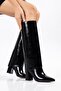 Tak Çıkart Dust Cover Detailed Zippered Pointed Toe Heeled Boots Black - 2