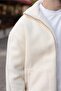 Ecru Double Zipper Stand Collar Plush Men's Jacket E7193 - 6