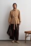 High Collar Medium Length Trench Coat Camel - 2