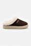 Women's Brown Suede Fur Lined Thick Sole Winter Slippers 2810 - 4