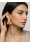 Gold Tone Leaf Drop Earrings with Pushback Closure - 2