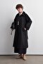 Shawl Collar Long Trench Coat Black - 7