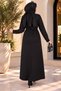 Women's Belted Oysho Fabric Long Hijab Dress Sb0068 - 4