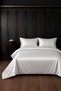 100% Cotton Satin Striped White Double Duvet Cover Set (83 Thread-125 Gsm)