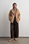 High Collar Medium Length Trench Coat Camel - 3
