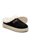 Women's Black Suede Fur Lined Thick Sole Winter Slippers 2810 - 2