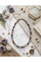 Natural Stone Mix Purple Pink Blue Green Brown Special Design Steel Tip Adjustable Women's Necklace - 2