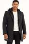 Men's Patterned Wool Blend Coat Patterned Black Plt9376