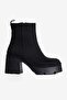 Women's Suede Boots with Zipper, Platform Sole, Thick Heels, Rona Black - 2