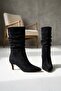 Sophia Short Length Black Suede Bellows (7 cm Heel) Pull-On Daily Women's Boots - 6