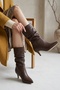 Sophia Short Brown Bellows Boots (7 cm Heel) Pull-On Casual Women's Boots - 7