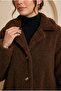 Women's Brown Oversize Buttoned Unlined Plush Inside-Out Wellsoft Coat Cardigan - 2