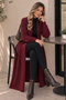 Bearded Knitwear Long Cardigan N3372 Claret Red - 2
