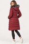 Women's Hooded Fur Detailed Coat Claret Red Z9690 - 2