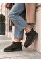 Women's Brown Mini Suede Fur-Lined Low Thin Sole Winter Boots