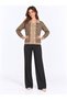 Women's Striped Polo Collar Double Breasted Knitwear Jacket - 3