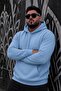 Bery Large Size Men's Hooded Basic Sweatshirt with Two Threaded Kangaroo Pockets - 3