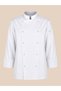 Durable Premium Alpaca Fabric Double-Breasted Women's Chef Jacket Black/White with Stainless Ring Snaps