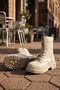 Catty Beige Leather (5 cm Sole) Zippered Lace-Up Thick Soled Women's Daily Boots - 5