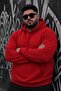 Bery Large Size Men's Hooded Basic Sweatshirt with Two Threaded Kangaroo Pockets