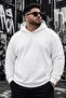 Bery Large Size Men's Hooded Basic Sweatshirt with Two Threaded Kangaroo Pockets - 2