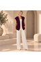 Women's Suede Belted Hooded Knitwear Vest Mta-T67 - 3