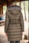 Women's Hooded Fur Detailed Coat Plain Khaki Z6690 - 2