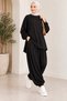Women's Modal Suede Oversize Tunic with Elastic Waist Shalwar Trousers Two-Piece Set - 3
