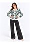 Women's Ethnic Patterned Gold Buttoned Crew Neck Knitwear Cardigan - 4