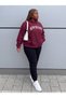 Unisex Burgundy Oversize Hooded Tracksuit Set Hoodie Pants