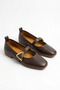 Lontas Genuine Leather Women's Babet with Side Triangle Buckle, Brown Skin - 2