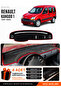 Renault Kangoo 1 (1997-2003) Compatible Glove Box Cover, Glove Box Case - Black-Red - Re025