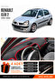 Renault Clio 2 Top Pocketed (2003-2006) Compatible Glove Box Cover, Glove Box Case - Black-Red - Re008