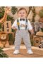 Safari Concept Birthday Long Sleeve Shirt Pants Salopet Bow Tie Set