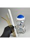 500 Cc Glass Cup with Straw - Blue Lid + Brushed Stainless Steel Gold Straw Set - 500 ml Glass with Straw with Bear Figure for Water, Cool Coffee, Juice, Soft Drinks, Etc. - Gift-Ready Cup - 2