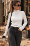 Unisex 3-Piece Cotton Camisole Turtleneck Sweater Set Ribbed Turtleneck Long Sleeve Winter Basic Daily Flexible Sweater - 3