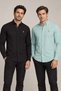 Men's Cotton Shirts Set of 2 Black-Water Green G674