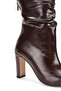 Women's Black Bellowed Different Design Patent Leather Thick Heel Women's Boots - 4