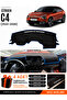 Citroen C4 Without Display (2020-2026) Compatible Dashboard Cover, Dashboard Case - Black-Blue - Ci001
