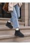 Women's Black Suede Thick Soled Short Ankle Platform Winter Boots - 2