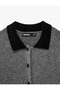Buttoned Long Sleeve Contrast Polo Collar Knitwear Cardigan with Pockets - 7