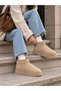 Women's Beige Suede Thick Soled Short Ankle Platform Winter Boots - 4