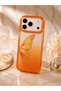iPhone 18 Pro (6.3 Inch) Compatible Silvery Transparent Butterfly Patterned Color Gradient Processing Stone Detailed Metal Camera Protected Hard Silicone Butterfly Case