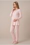 Women's Powder Long Sleeve Lace New Season Breastfeeding Detailed Maternity Pajama Set - 3