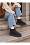 Women's Black Suede Thick Soled Short Ankle Platform Winter Boots