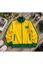Unisex Retro Brazilian-Themed Zip-Up Jacket - Y2K Green Yellow Color Block Sweatshirt