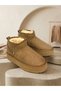 Tan-Colored 4 cm Sole Comfortable Fit Boots with Fur Inside - 3