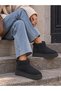 Women's Black Suede Thick Soled Short Ankle Platform Winter Boots - 3