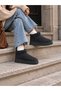 Women's Black Suede Thick Soled Short Ankle Platform Winter Boots - 5